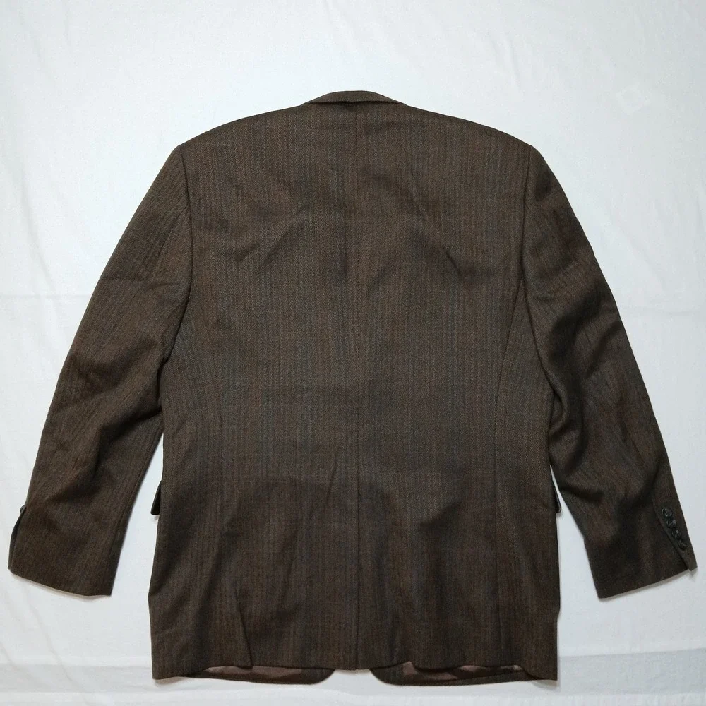 Lauren Ralph Lauren Mens Chocolate Wool Herringbone Blazer‎ Size 42R